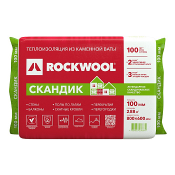 Утеплитель Rockwool Лайт Баттс Скандик, 100мм Утеплитель Rockwool Лайт Баттс Скандик, 100мм