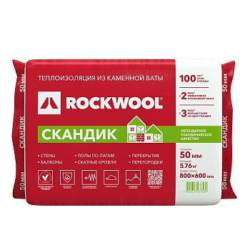 Утеплитель Rockwool Лайт Баттс Скандик, 50мм Утеплитель Rockwool Лайт Баттс Скандик, 50мм
